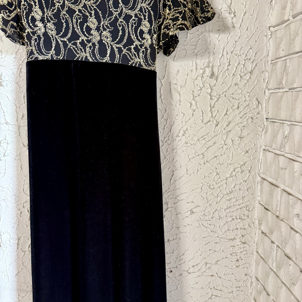 Vintage Molly Malloy Black and Gold Maxi Dress - Picture 3 of 11